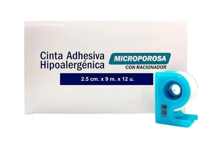 TELA ADHESIVA MICROPOROSA CON CARRETEL LISFAR 2,5cm x 9mts x 12u